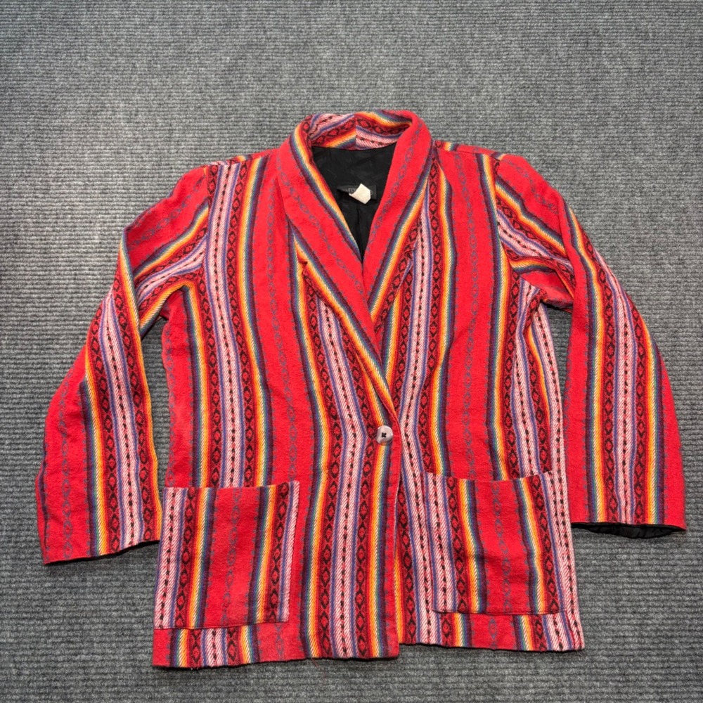 Wrapper USA Vintage Southwestern Striped Blazer Jacket Red Multi Size L‎ 26LRR